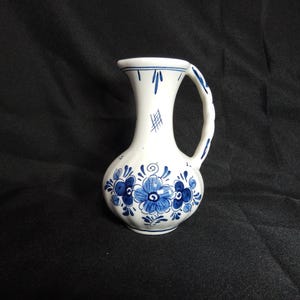 DELFT BLUE Pitcher Signed M De Wit - Holland Blue Floral Handpainted Jug / Vase w/ handle - Lovely Hand Painted Cobalt - Rare M. De Wit Mark