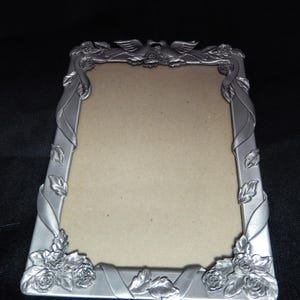 SEAGULL PEWTER Wedding Picture Frame - 5” x 7&quot; with Doves/Birds, Ribbon & Flowers - Vintage 1988 Fine Pewter - Etain Zinn - Gorgeous # PF225