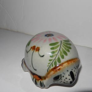Vintage EL PALOMAR Ken Edwards Mexican Art Pottery TURTLE Figurine - Tonala Flower Floral Miniature Mexican Folk Art Pottery Figurine Mexico