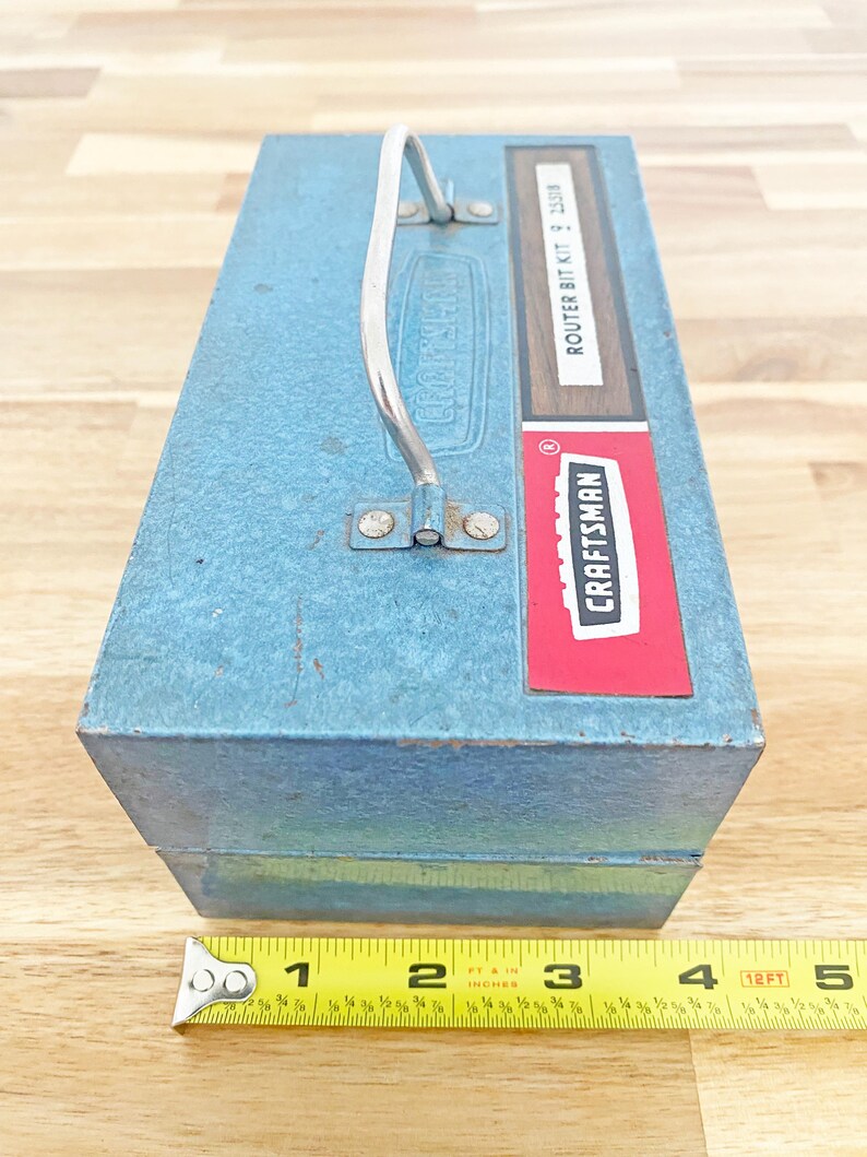 Vintage Sears Craftsman Blue Metal Router Bit Box Case With Some Tools ...