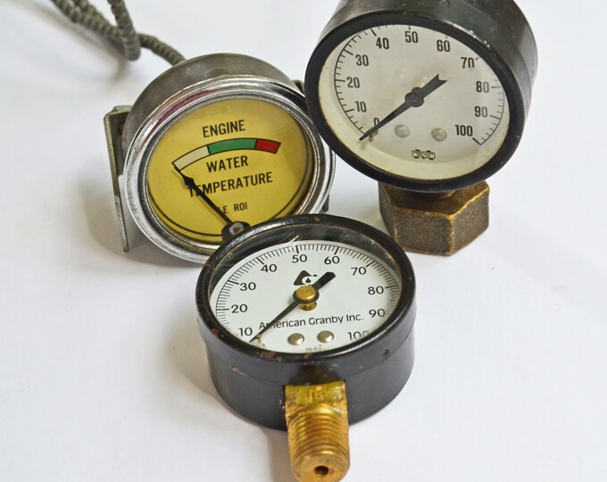 Vintage Steampunk Pressure Gauges/ Water Temperature Gauge - Etsy