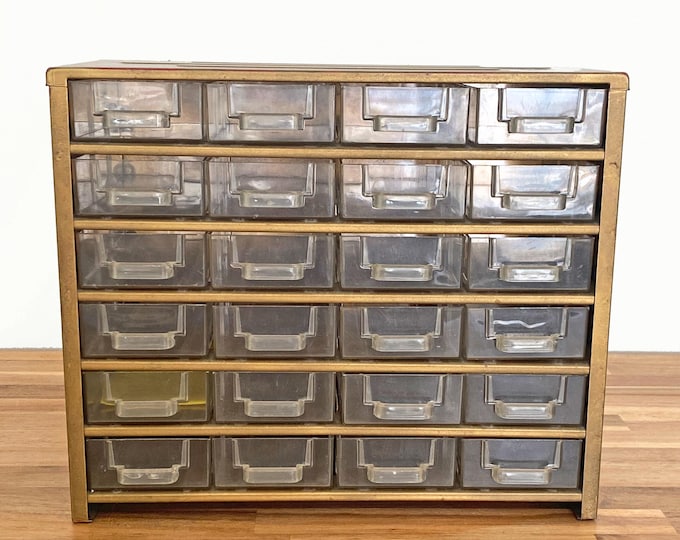 Vintage 24-drawer Organizer: Gold Metal Small Parts Cabinet - Etsy