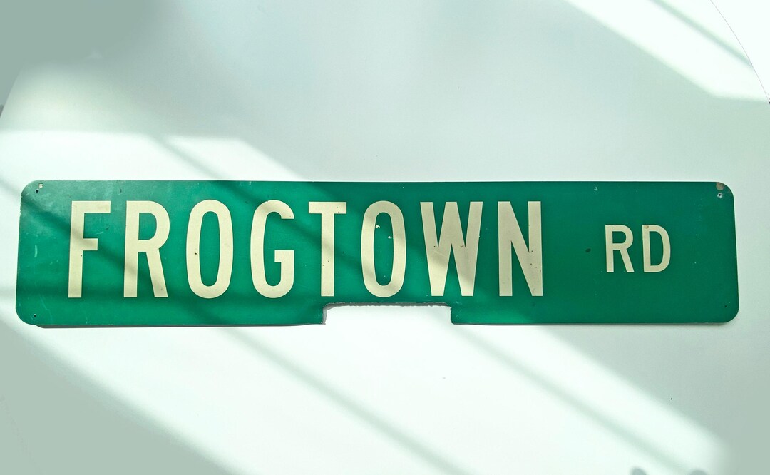 Frog Town Rd Street Sign, Vintage Public Road Marker, Wall Mountable ...