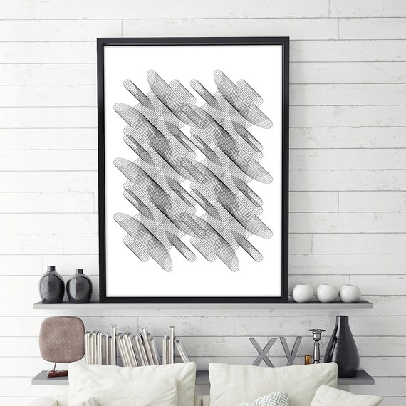 Geometric Wall Art Black and White Abstract Art Modern | Etsy