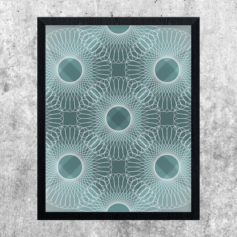 Abstract Art Print Teal Art Geometric Line Art Modern Art Etsy