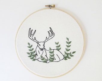 Motif de broderie main cerf - Animaux de la forêt - PDF - Téléchargement immédiat