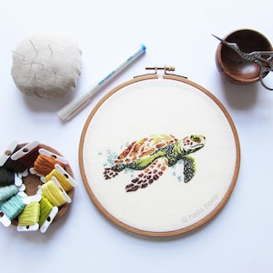 Sea Turtle Embroidery Pattern - Rainbow Sea Turtle - PDF - Instant download