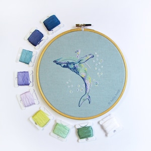 Humpback Whale Embroidery Pattern - Rainbow Whale - PDF - Instant download