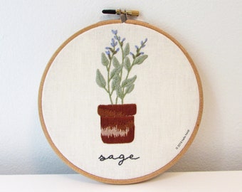 Garden sage hand embroidery pattern - Kitchen herbs - PDF - Instant download