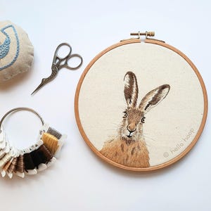 Wild Hare Embroidery Pattern: Thread Painting Guide (PDF Download)