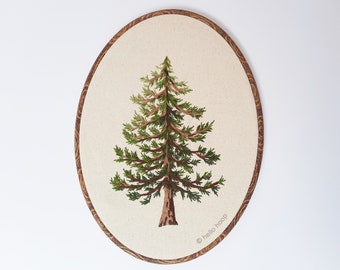 Pine Tree hand embroidery - Thread painting guided pattern - PDF Instant download