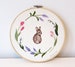 Easter bunny hand embroidery pattern - Floral wreath bunny embroidery - PDF - Instant download 