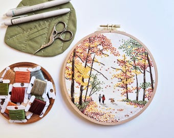 Autumn Nature Walk hand embroidery pattern - PDF - Instant download