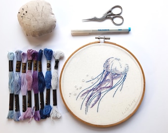Jellyfish Embroidery Pattern - Marine Animal - PDF - Instant download