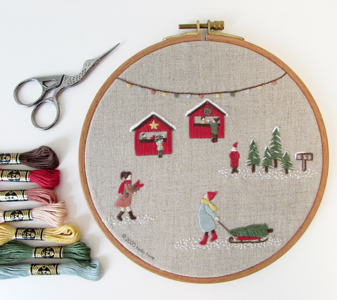 Christmas Market Hand Embroidery Pattern - Winter Embroidery - PDF ...