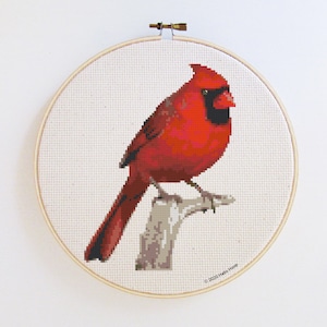 Patrón de punto de cruz de cardenal - bordado de pájaros - PDF - Descarga instantánea