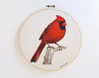 Cardinal cross stitch pattern - birds embroidery - PDF - Instant download