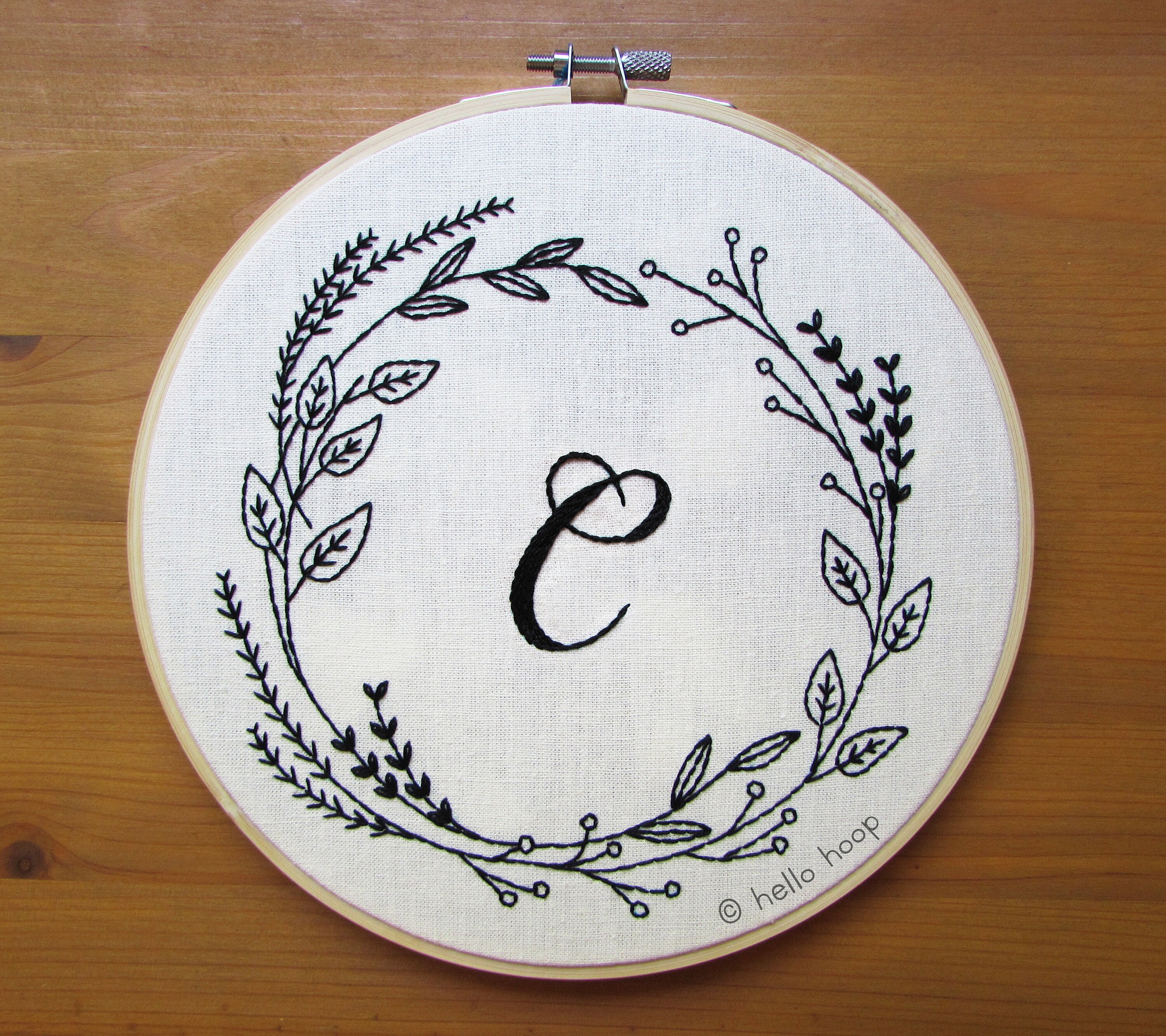 Monogram Wreath Hand Embroidery Pattern With Complete Alphabet ...