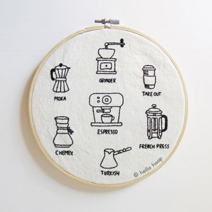 Coffee love hand embroidery pattern - PDF - Instant download