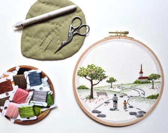 Biking with Dad hand embroidery pattern - PDF - Instant download