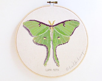 Moth cross stitch pattern - Luna Moth - PDF - Instant download