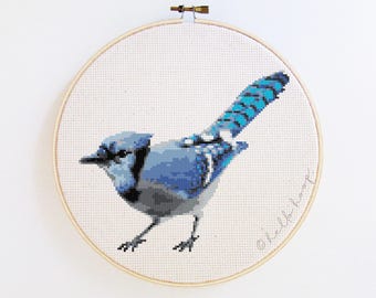 ブルージェイの裏庭の鳥のクロスステッチパターン - 鳥の刺繍 - PDF - すぐにダウンロード