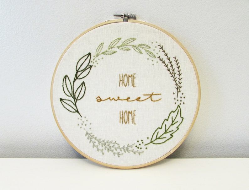 Home Sweet Home hand embroidery pattern Floral wreath PDF Instant download image 3