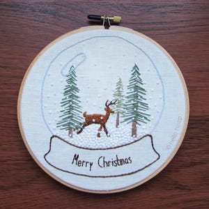 Snow Globe hand embroidery pattern - Christmas embroidery - PDF - Instant download
