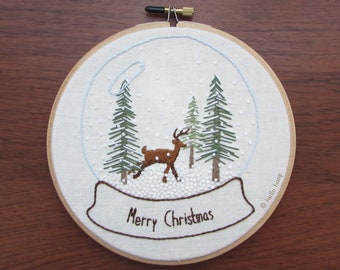 Snow Globe hand embroidery pattern - Christmas embroidery - PDF - Instant download