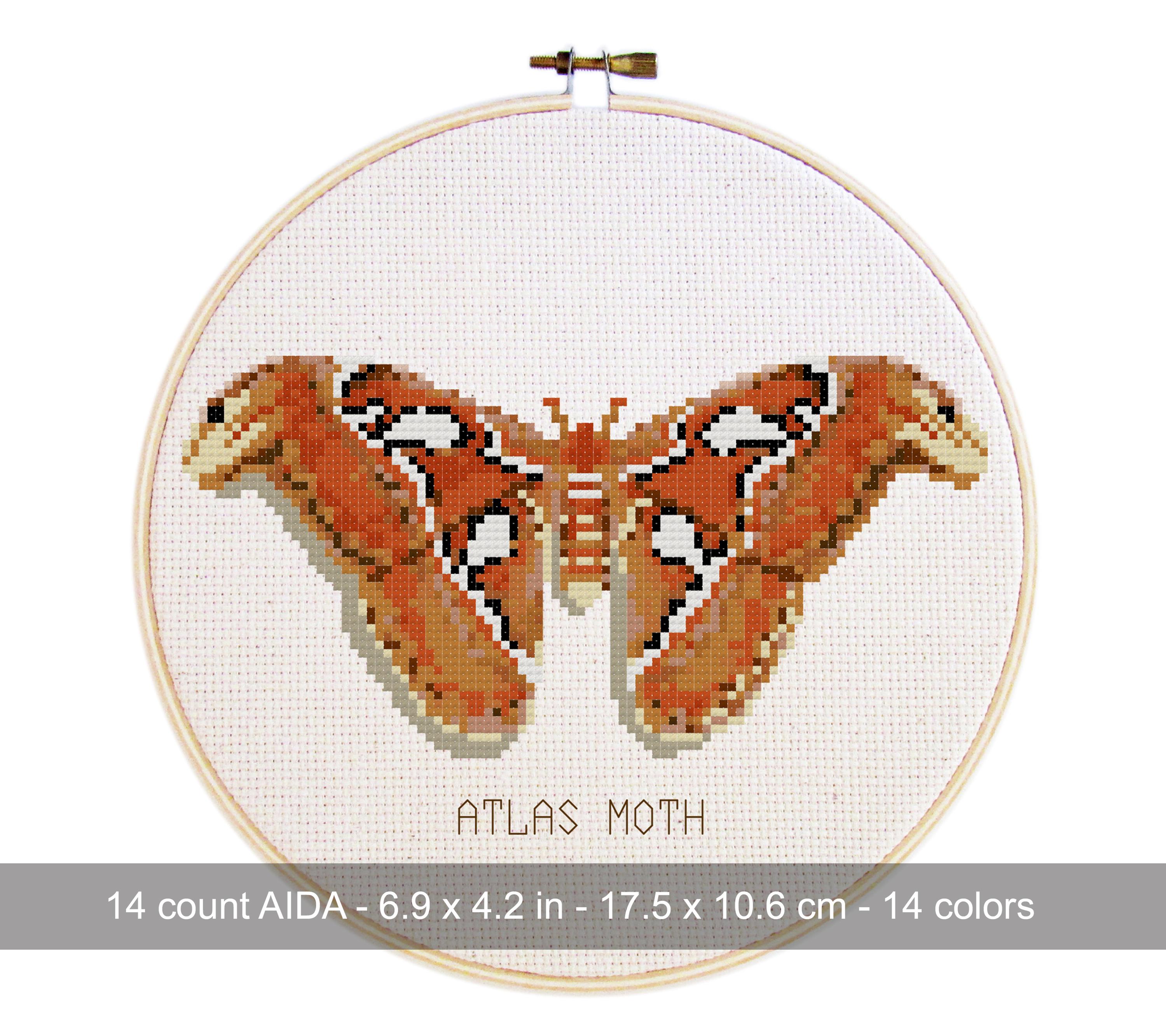 Moth Cross Stitch Pattern - Atlas Moth - PDF - Instant Download - Etsy