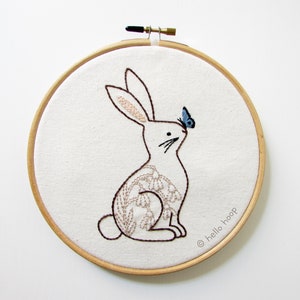 Bunny and Butterfly hand embroidery pattern - PDF - Instant download