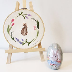 Easter bunny hand embroidery pattern Floral wreath bunny embroidery PDF Instant download image 3