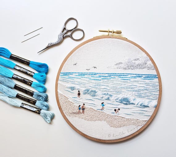 The Beach hand embroidery pattern - PDF - Instant download