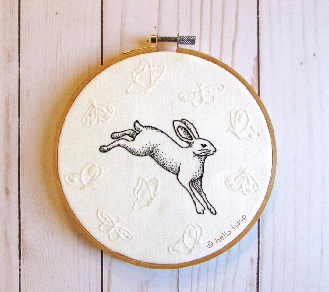 Wild Hare Hand Embroidery Pattern - Easter Embroidery - Rabbit - PDF ...