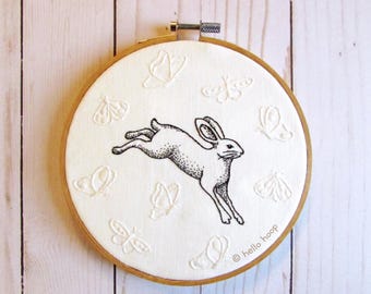 Wild Hare hand embroidery pattern - Easter Embroidery - Rabbit - PDF - Instant download