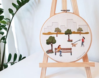 City Park - Cityscape hand embroidery pattern - PDF - Instant download