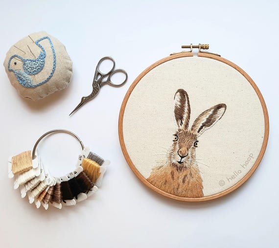 Wild Hare Embroidery Pattern: Thread Painting Guide (PDF Download)