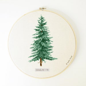 Tree cross stitch pattern, Christmas tree, Douglas Fir tree, botanical cross stitch, PDF  Instant download