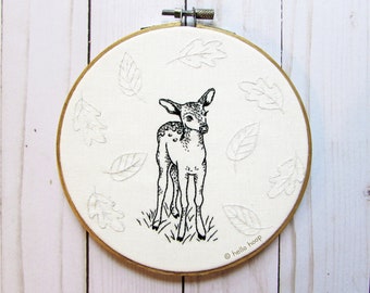Woodland Wonder hand embroidery pattern - Deer - Fawn - PDF - Instant download