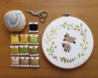 羊を数える手刺繍パターン - 農場の動物 - PDF - 即時ダウンロード