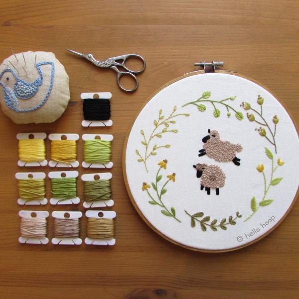 Counting sheep hand embroidery pattern - Farm Animals - PDF - Instant download