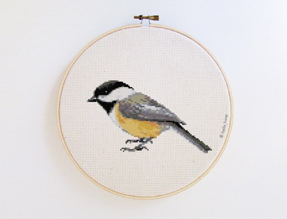 Chickadee backyard bird cross stitch pattern - birds embroidery - PDF - Instant download