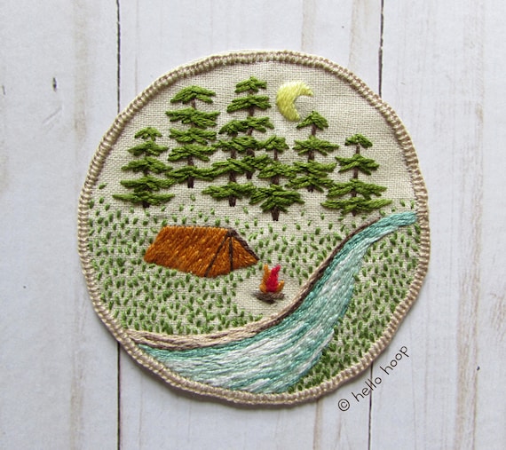 Handmade Embroidered Tree Patches Handmade Embroidered Tree Patches