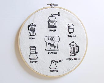 Patrón de bordado a mano "Amor por el café" - PDF - Descarga instantánea