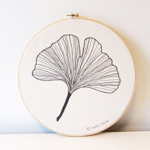 Ginkgo leaf - skeleton leaf hand embroidery pattern - PDF - Instant download
