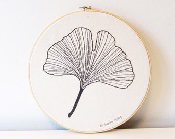 Ginkgo leaf - skeleton leaf hand embroidery pattern - PDF - Instant download