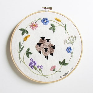 Spring sheep hand embroidery pattern PDF Instant download image 1