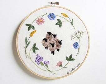 Spring sheep hand embroidery pattern - PDF - Instant download