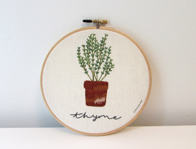 Garden Herbs Hand Embroidery Pattern Kitchen Herbs PDF Etsy