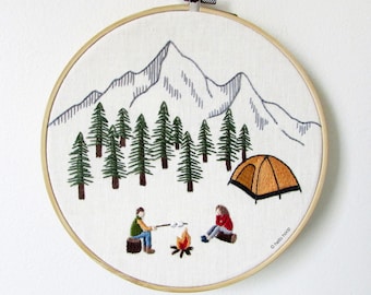 キャンプの手刺繍パターン - キャンプ旅行 - PDF - すぐにダウンロード